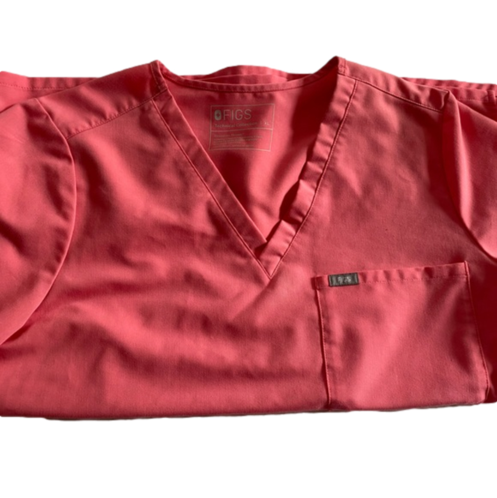 Figs Coral Short Sleeve Tee